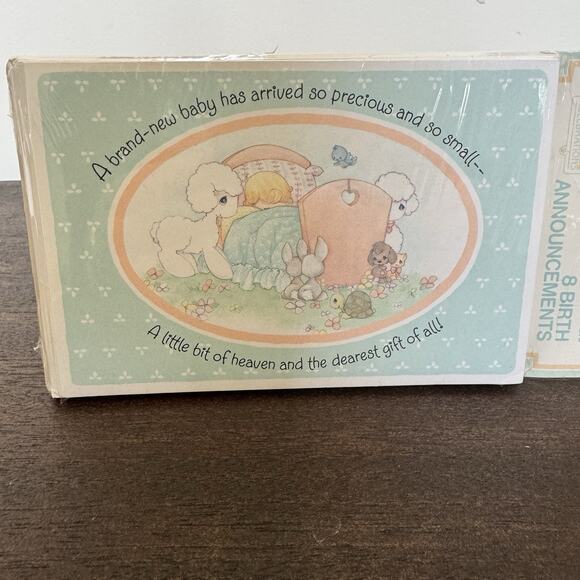 VTG Hallmark Precious Moments New Baby Birth Announcements Boy Or Girl Set Of 8 - Picture 9 of 11